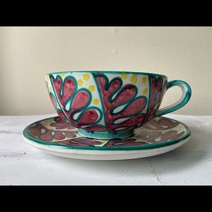 MCM Hand-Painted Italian Cup and Saucer- Great item to Bundle